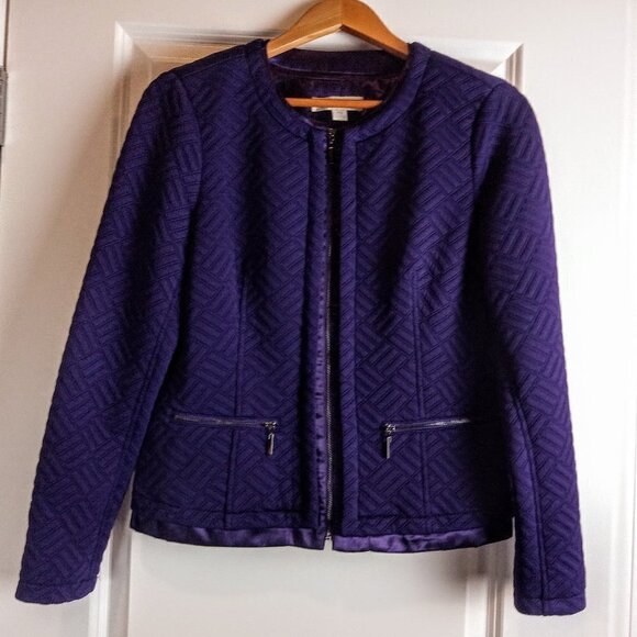 Vintage Laura Ashley Purple Quilted Zip-Front Jacket - Picture 1 of 7